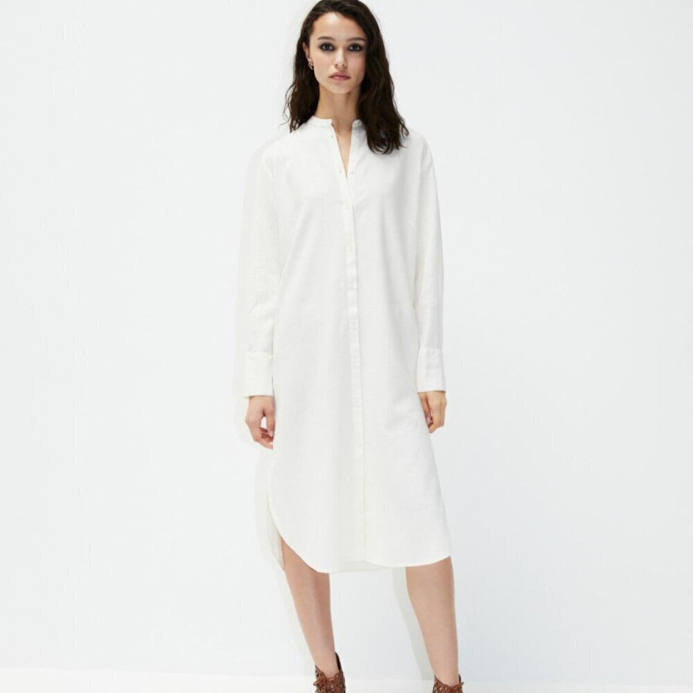 Sisley Cream Button-Up Shirt Dress Size Extra Small